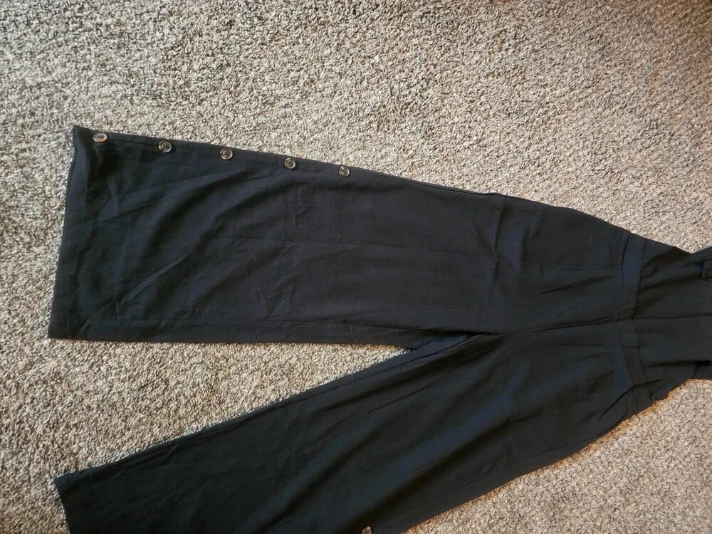 NWOT Black Wide-Leg Overalls Jumpsuit Size M Casual Zipper Back